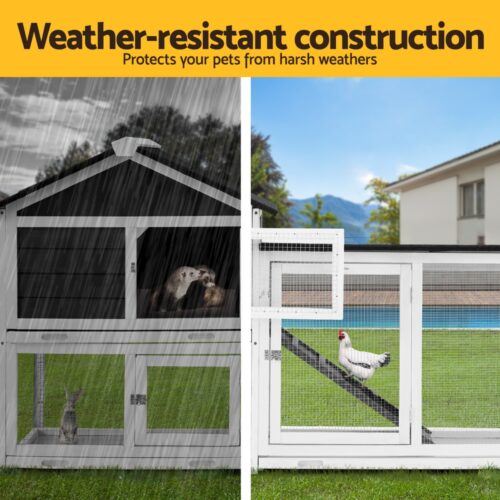 i.Pet Chicken Coop Rabbit Hutch Extra Large Wooden Run Cage House With Run Cage - Image 5