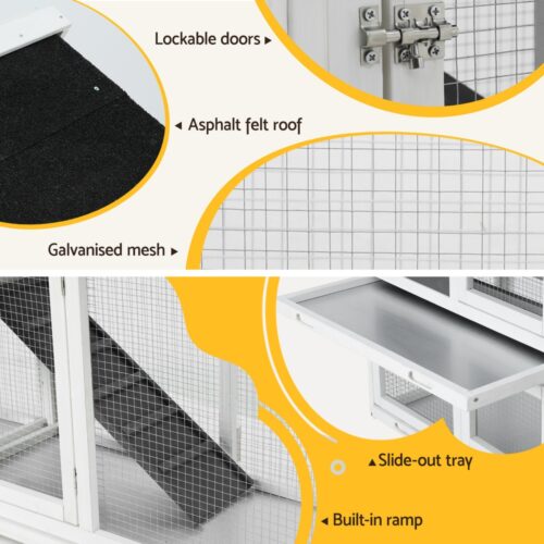 i.Pet Chicken Coop Rabbit Hutch Extra Large Wooden Run Cage House With Run Cage - Image 6