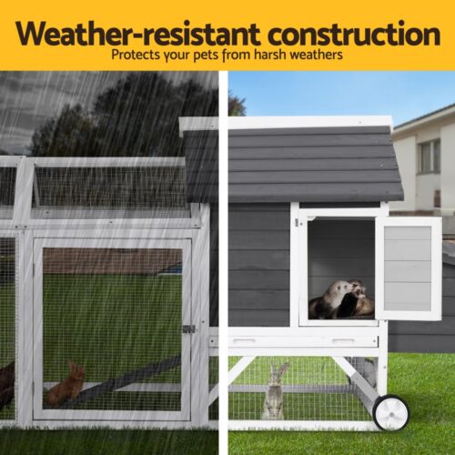 i.Pet Chicken Coop Rabbit Hutch Extra Large Wooden Run Bunny Cage House Outdoor - Image 5