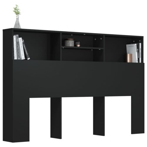 Headboard Cabinet Black 160cm - Image 5