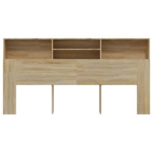Headboard Cabinet Sonoma Oak Wood 200x19x103.5cm Bed Storage Head Board Bedhead - Image 4