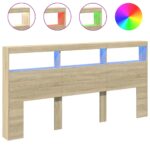 Headboard Cabinet with LED Sonoma Oak 200cm