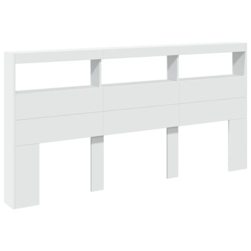 Headboard Cabinet with LED White 200cm - Image 4