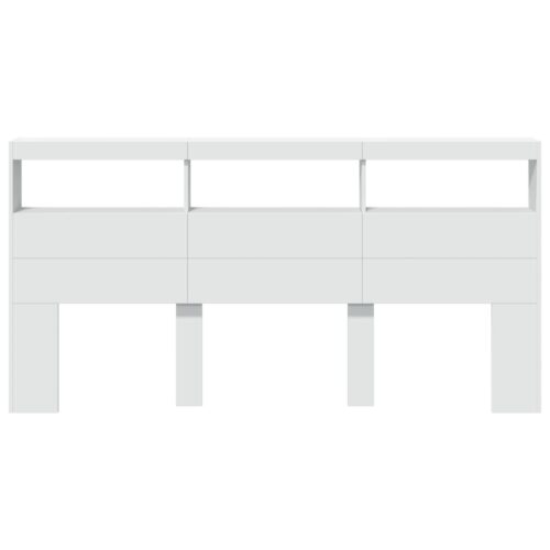 Headboard Cabinet with LED White 200cm - Image 5