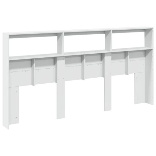 Headboard Cabinet with LED White 200cm - Image 7