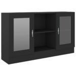 Vitrine Cabinet Black 120x30.5x70cm Engineered Wood