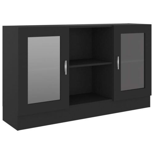 Vitrine Cabinet Black 120x30.5x70cm Engineered Wood