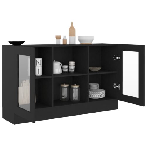 Vitrine Cabinet Black 120x30.5x70cm Engineered Wood - Image 4