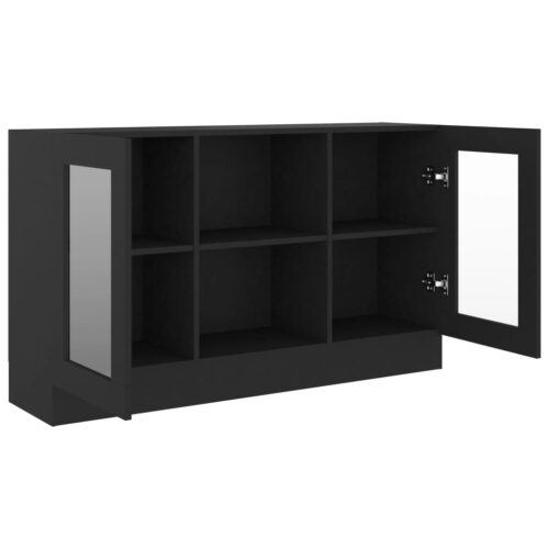 Vitrine Cabinet Black 120x30.5x70cm Engineered Wood - Image 5