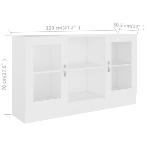 Vitrine Cabinet White 120x30.5x70cm Engineered Wood - Image 8
