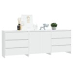 3-Piece Sideboard White Engineered Wood