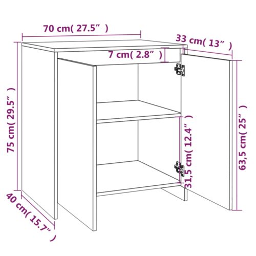 3-Piece Sideboard White Engineered Wood - Image 7