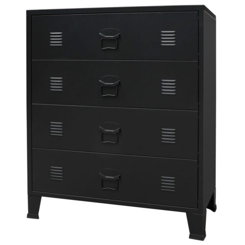 Chest of Drawers Metal Industrial Style 78x40x93cm Black