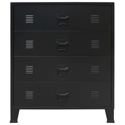 Chest of Drawers Metal Industrial Style 78x40x93cm Black - Image 3
