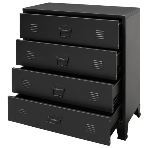 Chest of Drawers Metal Industrial Style 78x40x93cm Black - Image 4