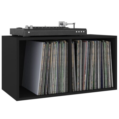 Vinyl Storage Box Black 71x34x36cm Engineered Wood - Image 5