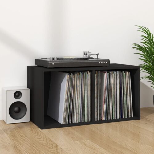 Vinyl Storage Box Black 71x34x36cm Engineered Wood - Image 6