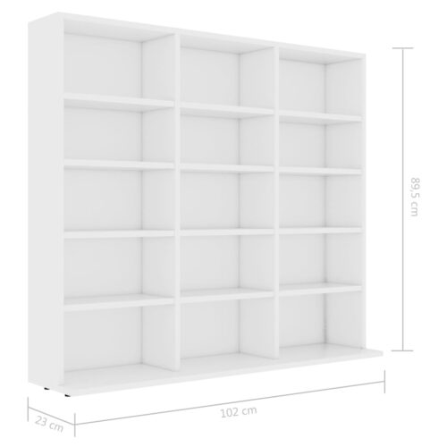 CD Cabinet White 102x23x89.5cm Engineered Wood - Image 6