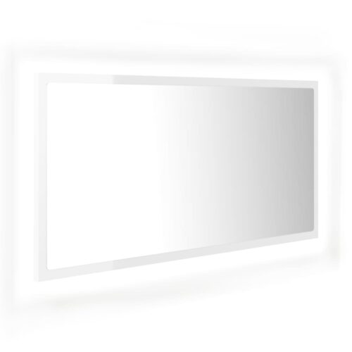LED Bathroom Mirror High Gloss White 90x8.5x37cm Acrylic - Image 2