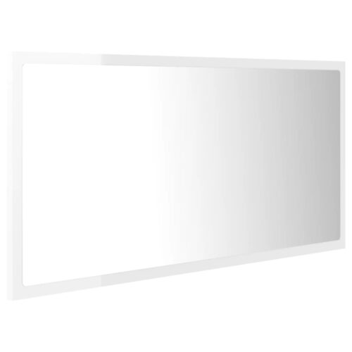 LED Bathroom Mirror High Gloss White 90x8.5x37cm Acrylic - Image 4