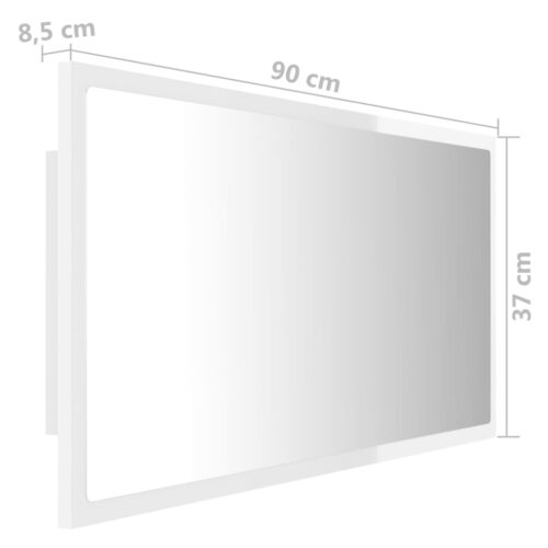 LED Bathroom Mirror High Gloss White 90x8.5x37cm Acrylic - Image 12