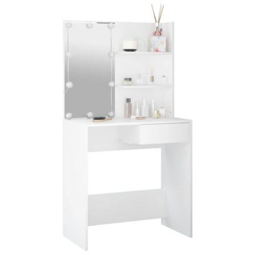 Dressing Table with LED White 74.5x40x141cm - Image 9