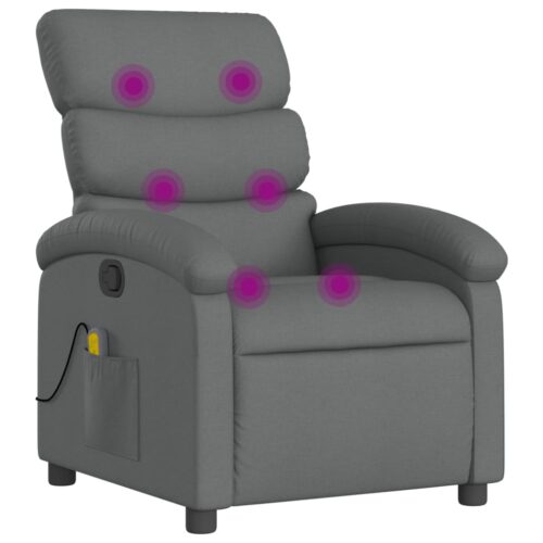 Massage Recliner Chair Dark Grey Fabric - Image 2