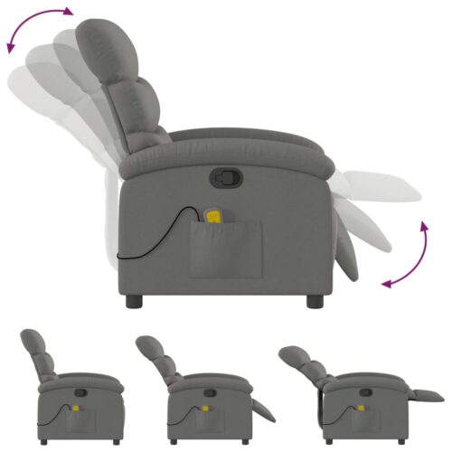 Massage Recliner Chair Dark Grey Fabric - Image 7