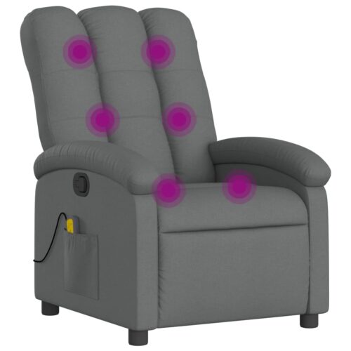 Massage Recliner Chair Dark Grey Fabric - Image 2