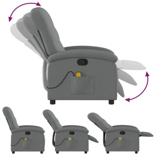 Massage Recliner Chair Dark Grey Fabric - Image 7