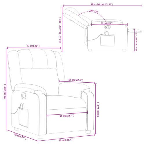 Massage Recliner Chair Dark Grey Fabric - Image 12