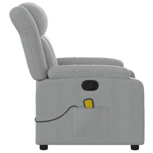 Massage Recliner Chair Light Grey Fabric - Image 8