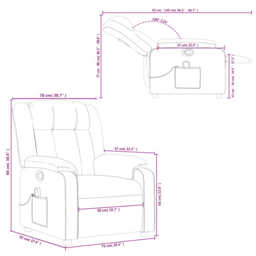 Massage Recliner Chair Light Grey Fabric - Image 12