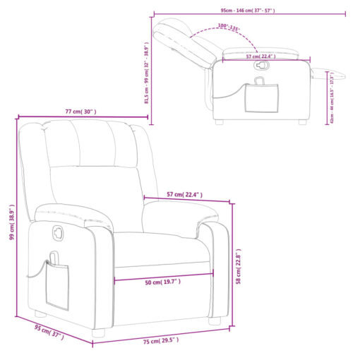 Massage Recliner Chair Light Grey Fabric - Image 12