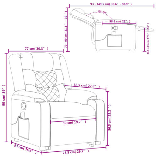 Massage Recliner Chair Dark Grey Fabric - Image 12