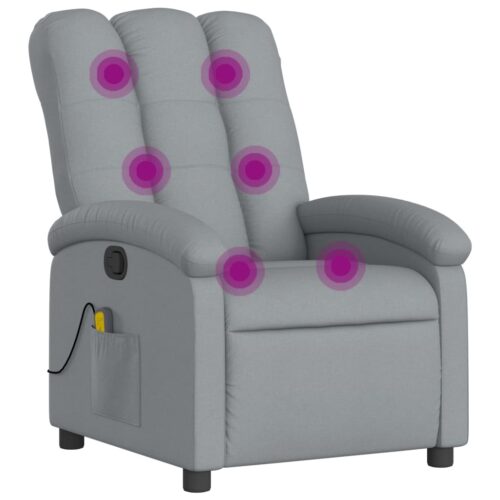Massage Recliner Chair Light Grey Fabric - Image 2