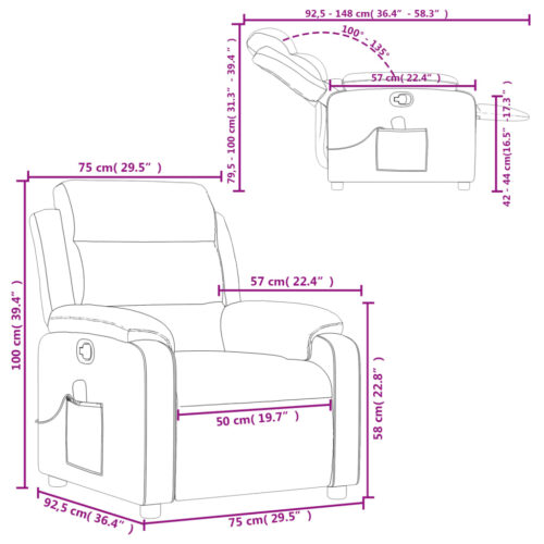 Massage Recliner Chair Dark Grey Fabric - Image 12