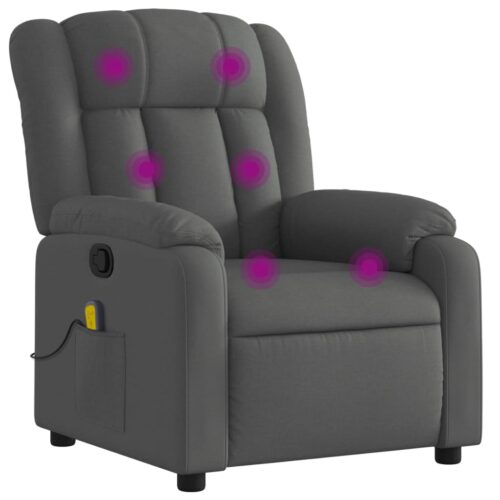 Massage Recliner Chair Dark Grey Fabric - Image 2