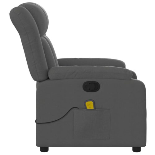Massage Recliner Chair Dark Grey Fabric - Image 8