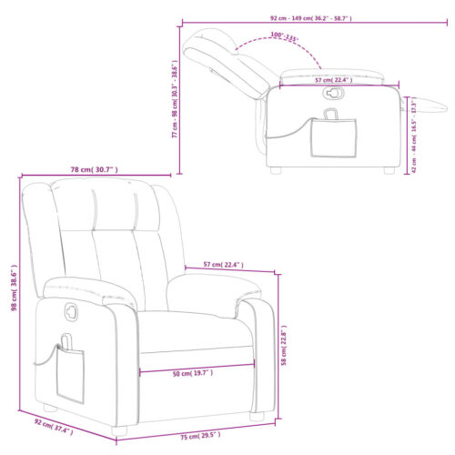 Massage Recliner Chair Dark Grey Fabric - Image 12