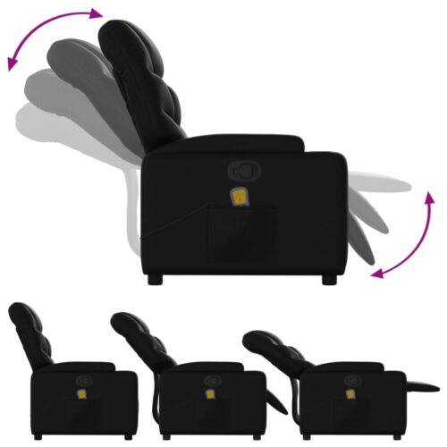 Massage Recliner Chair Black Faux Leather - Image 5