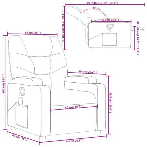 Massage Recliner Chair Black Faux Leather - Image 12