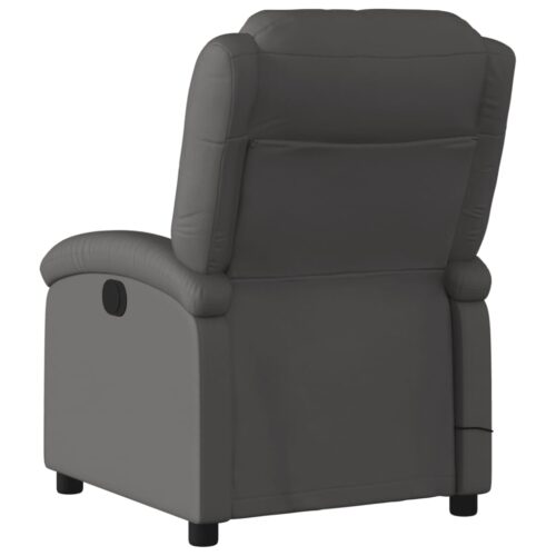 Massage Recliner Chair Grey Real Leather - Image 4