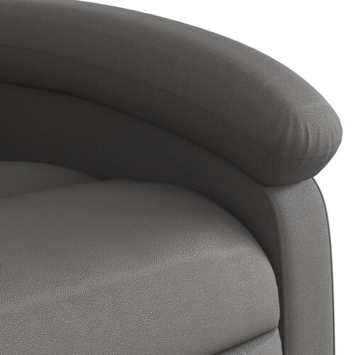 Massage Recliner Chair Grey Real Leather - Image 9