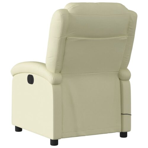 Massage Recliner Chair Cream Real Leather - Image 4