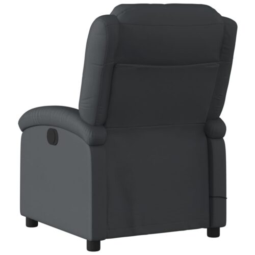 Massage Recliner Chair Black Real Leather - Image 4
