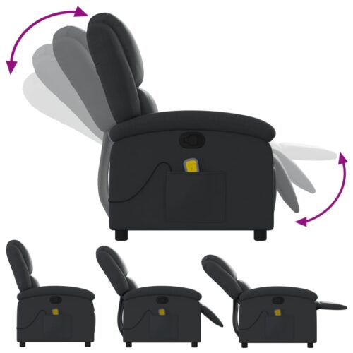 Massage Recliner Chair Black Real Leather - Image 5