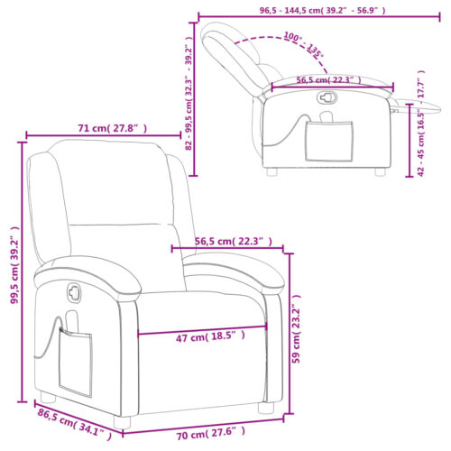 Massage Recliner Chair Black Real Leather - Image 12