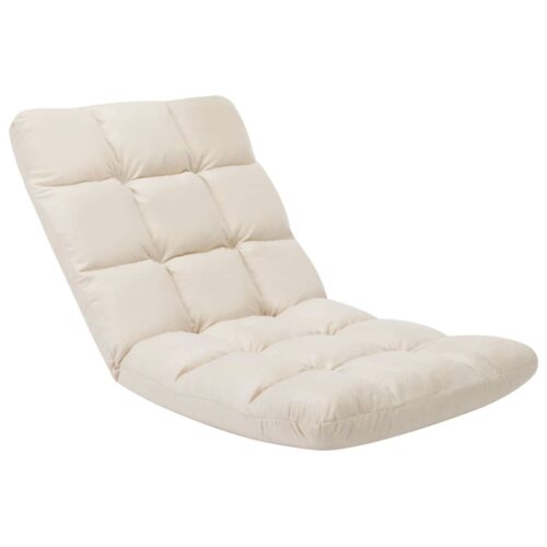 Folding Floor Chair Cream Microfibre - Image 2