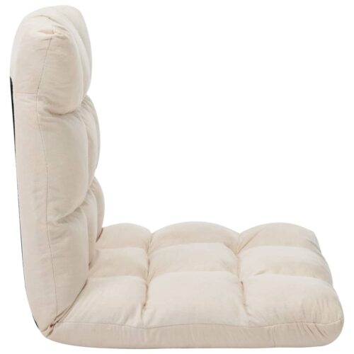Folding Floor Chair Cream Microfibre - Image 4
